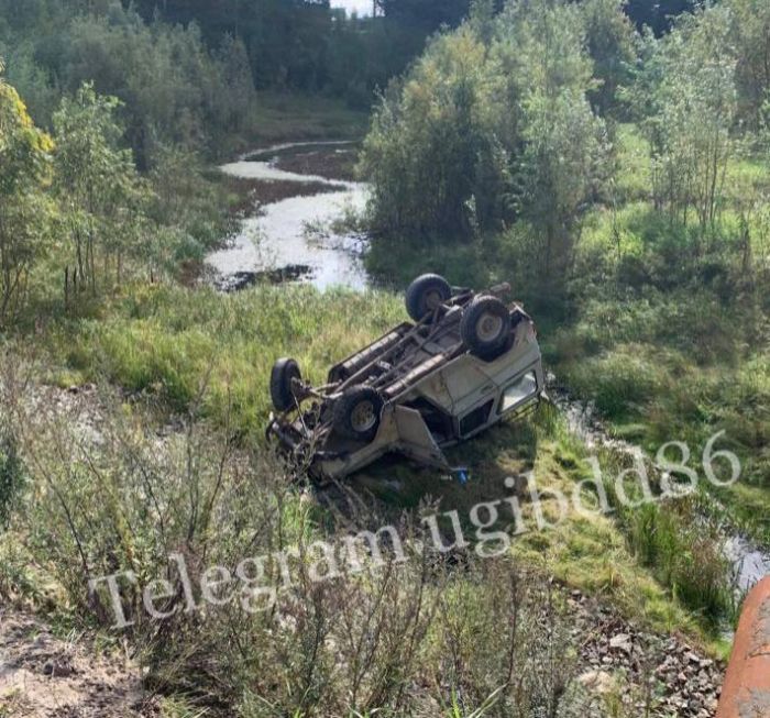 В Ханты-Мансийске при съезде автомобиля в кювет пострадали два человека