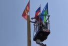​В Сургуте появился еще один стяг с ликом Спаса Нерукотворного